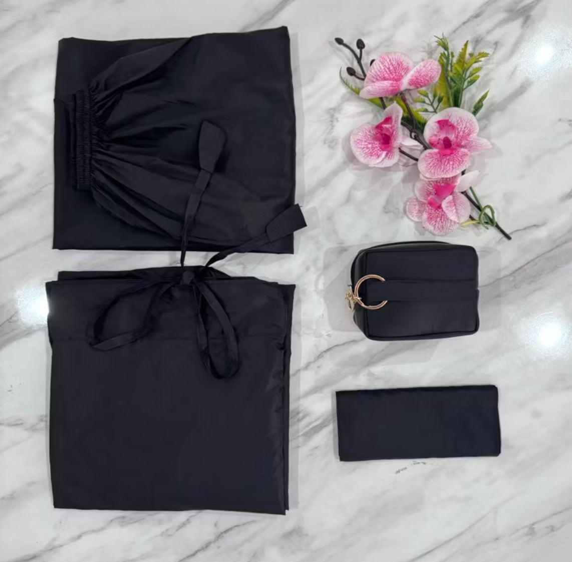 3-Piece Modest Abaya Set – Classic Black