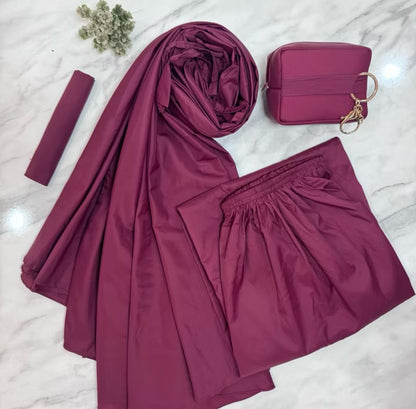 3-Piece Modest Abaya Set – Raspberry