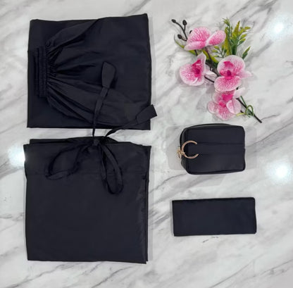 3-Piece Modest Abaya Set – Classic Black