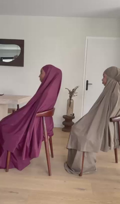 3-Piece Modest Abaya Set – Olive Brown